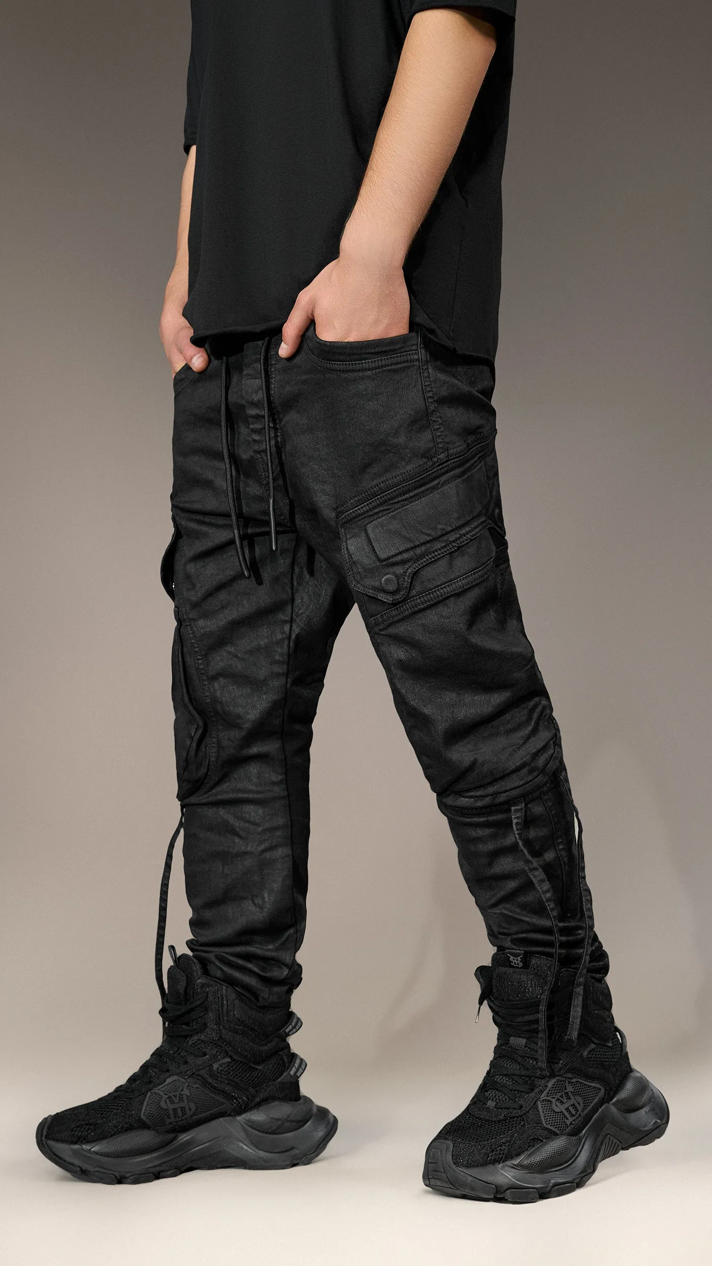 Black Cargo Pants "Made by Society" - P15239 sold by Made by Society