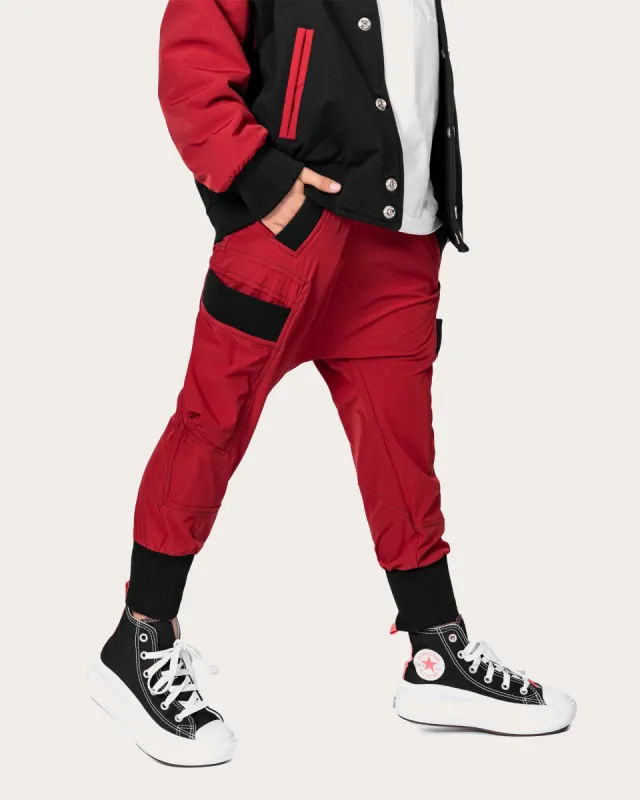 Burgundy Hem Jogger Pants - P32668 sold by Made by Society