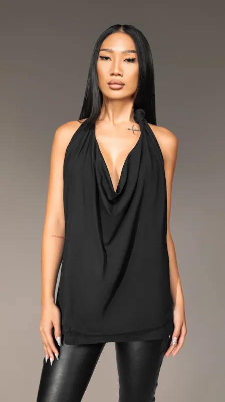 Black Tank Top with Neckline Made by Society - M25523 sold by Made by Society