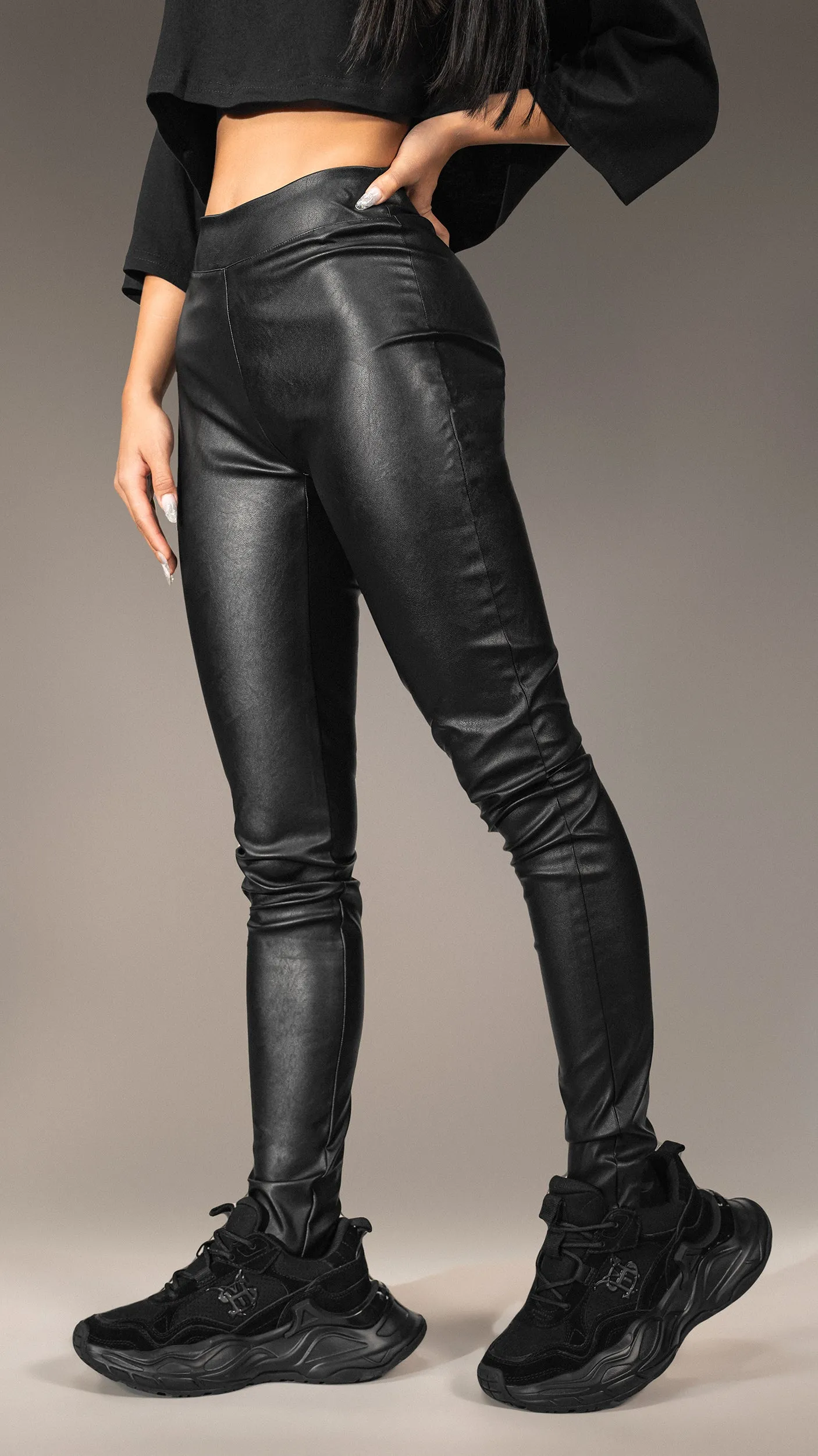 Faux Leather Leggings - P24845 sold by Made by Society product image thumbnail 3