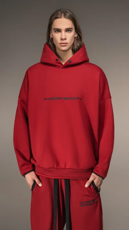 Relaxed Maroon Hoodie "Made by Society“ – H15711 sold by Made by Society