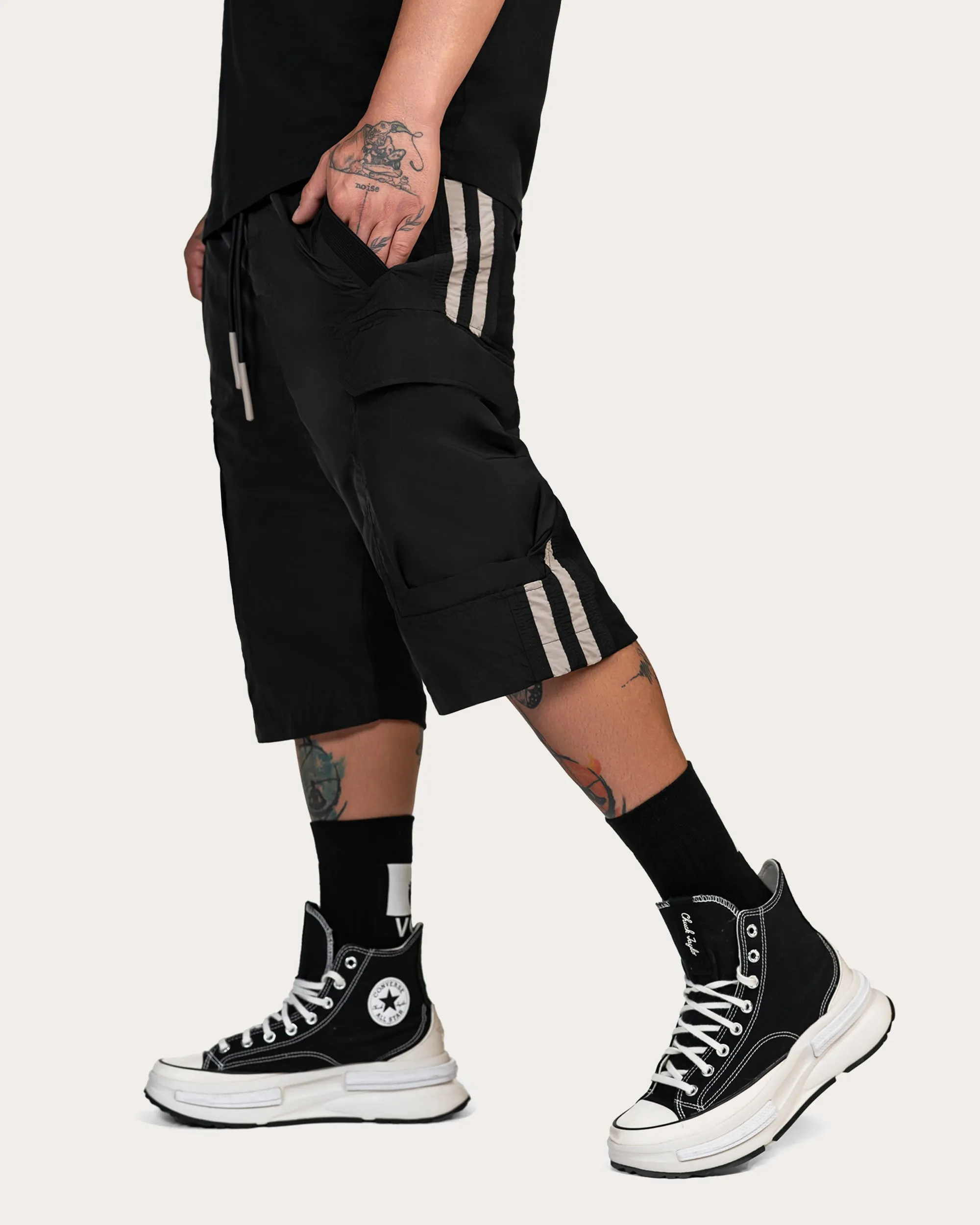 VERTICAL LINES CARGO SHORTS - B15541 sold by Made by Society