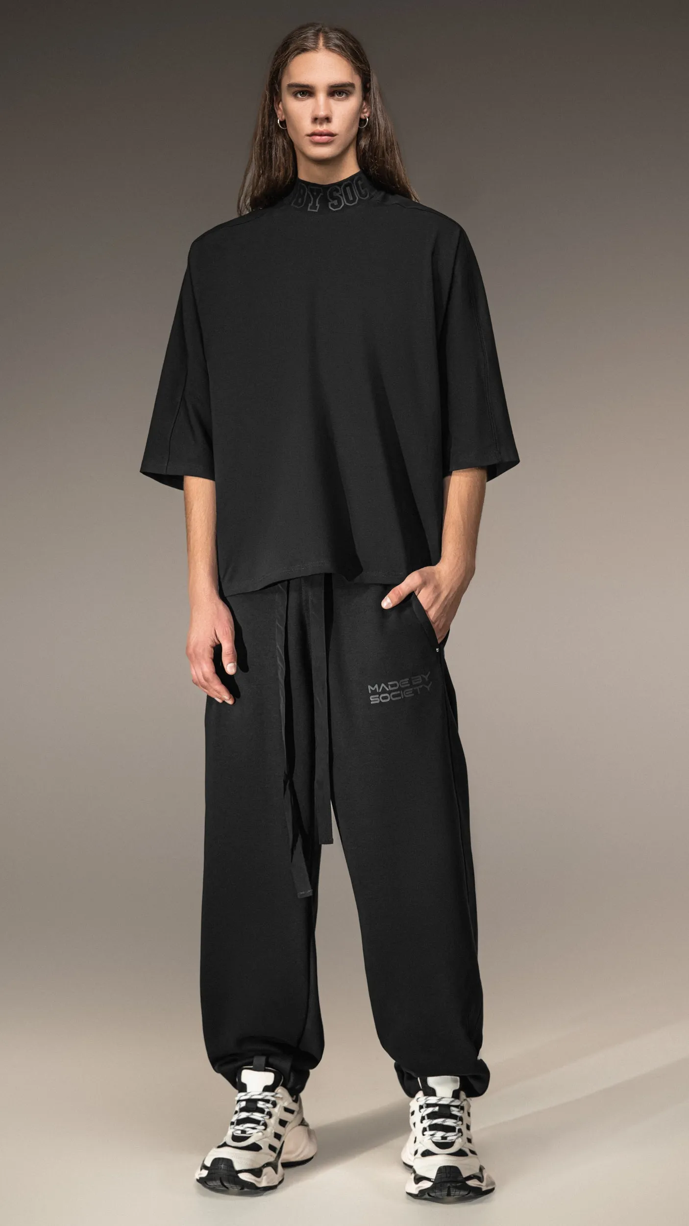 Black Oversized Collared T-Shirt - T15667 sold by Made by Society product image thumbnail 2
