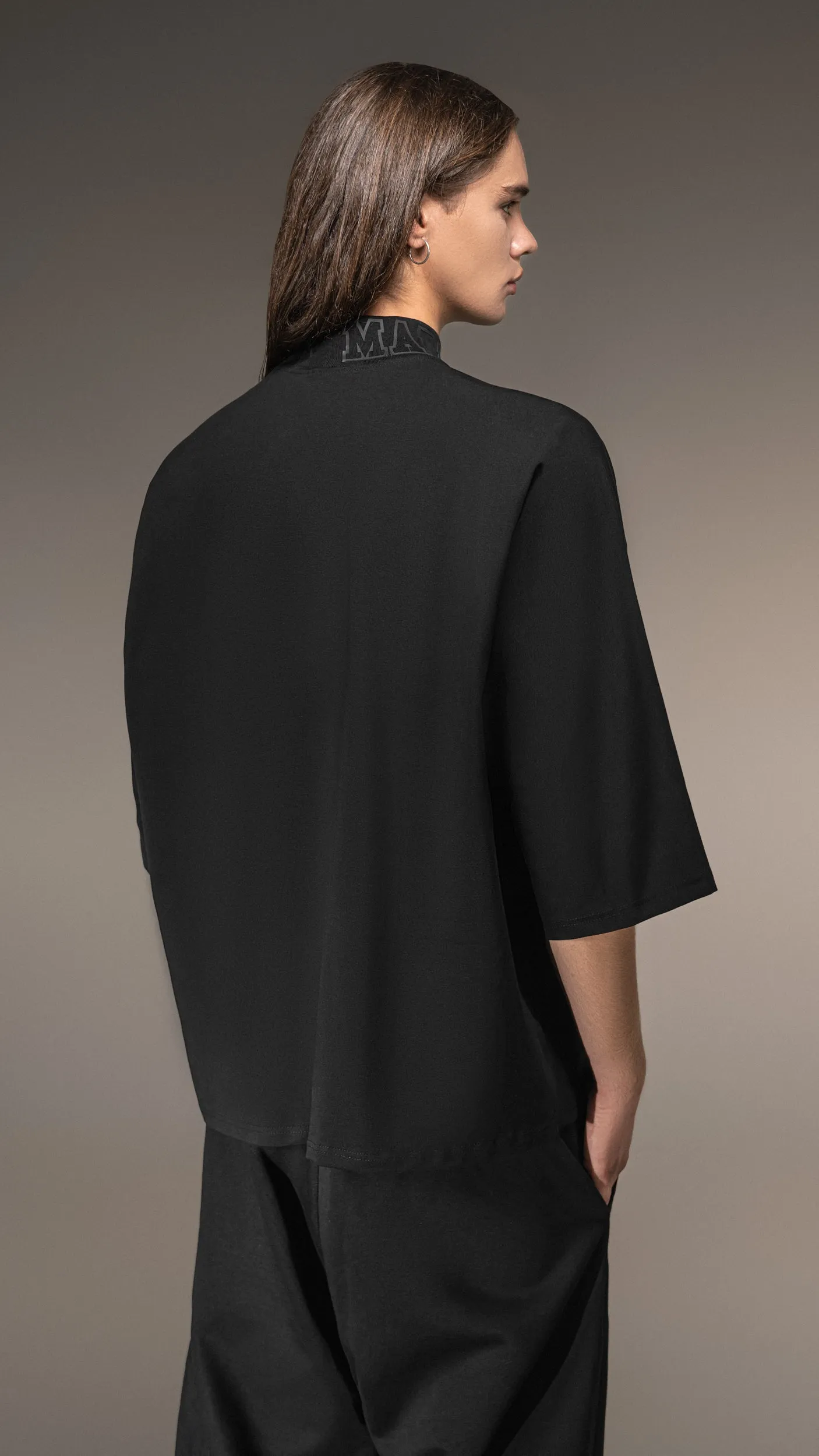 Black Oversized Collared T-Shirt - T15667 sold by Made by Society product image thumbnail 4