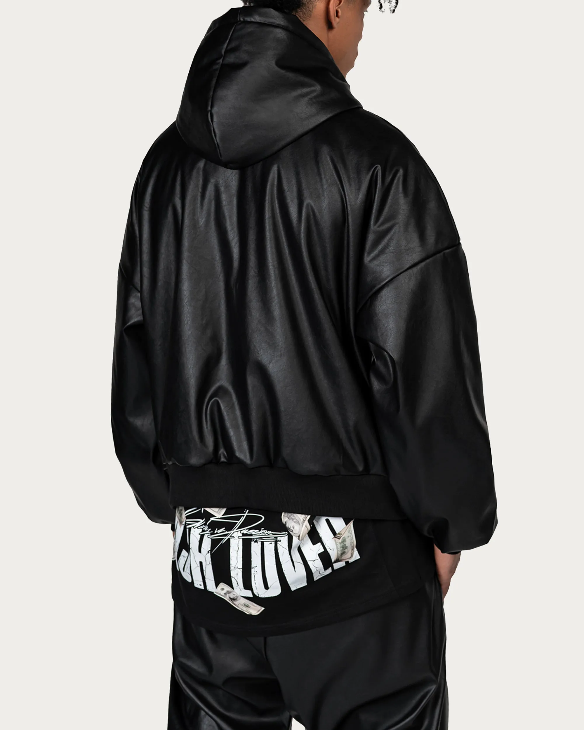 Faux Leather Hoodie - H15029 sold by Made by Society product image thumbnail 3