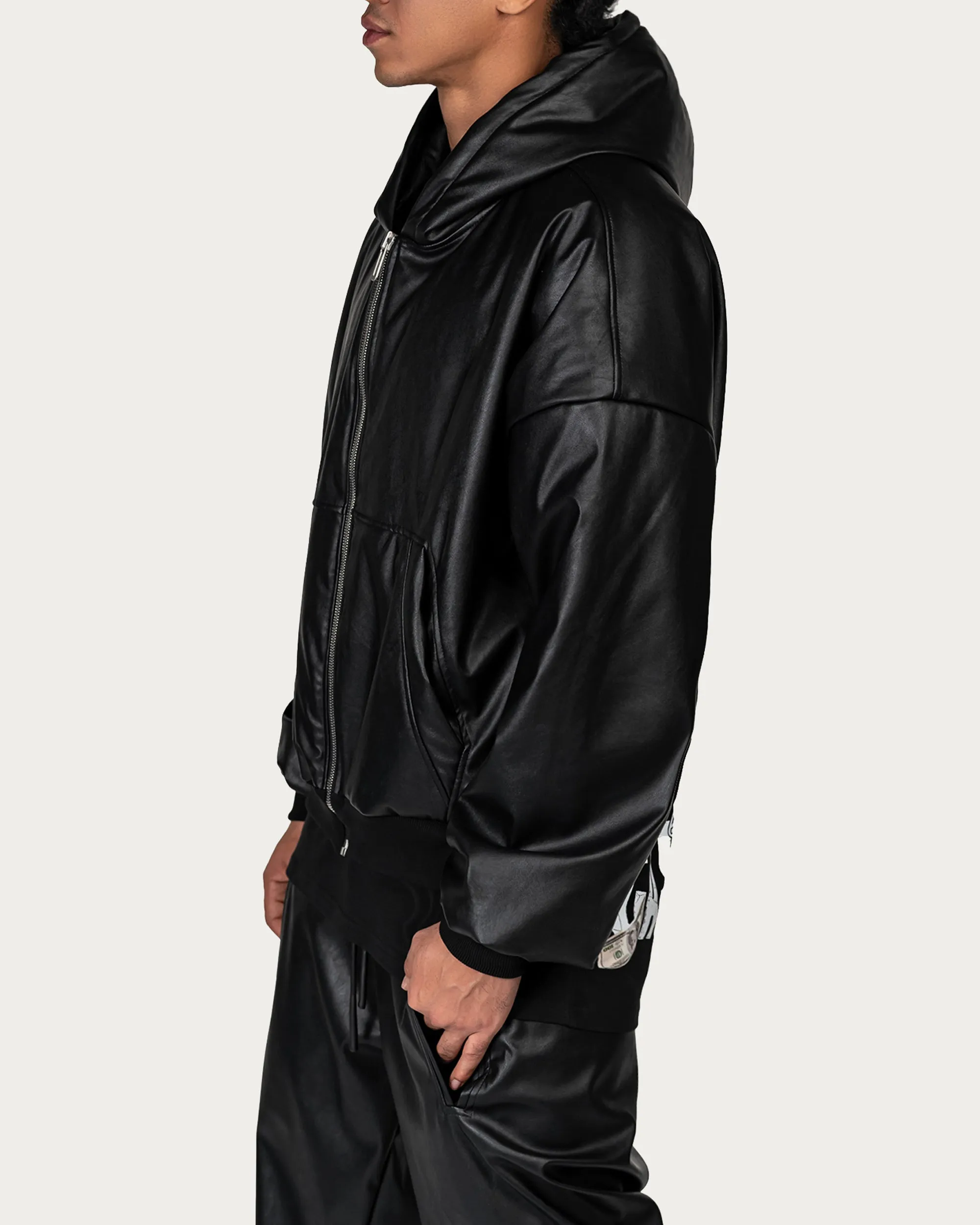 Faux Leather Hoodie - H15029 sold by Made by Society product image thumbnail 2