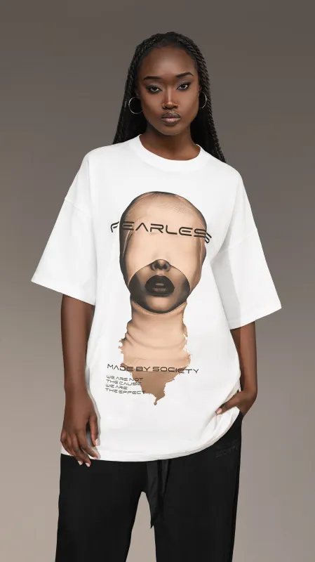 Fearless Oversized White T-Shirt - T25750 sold by Made by Society