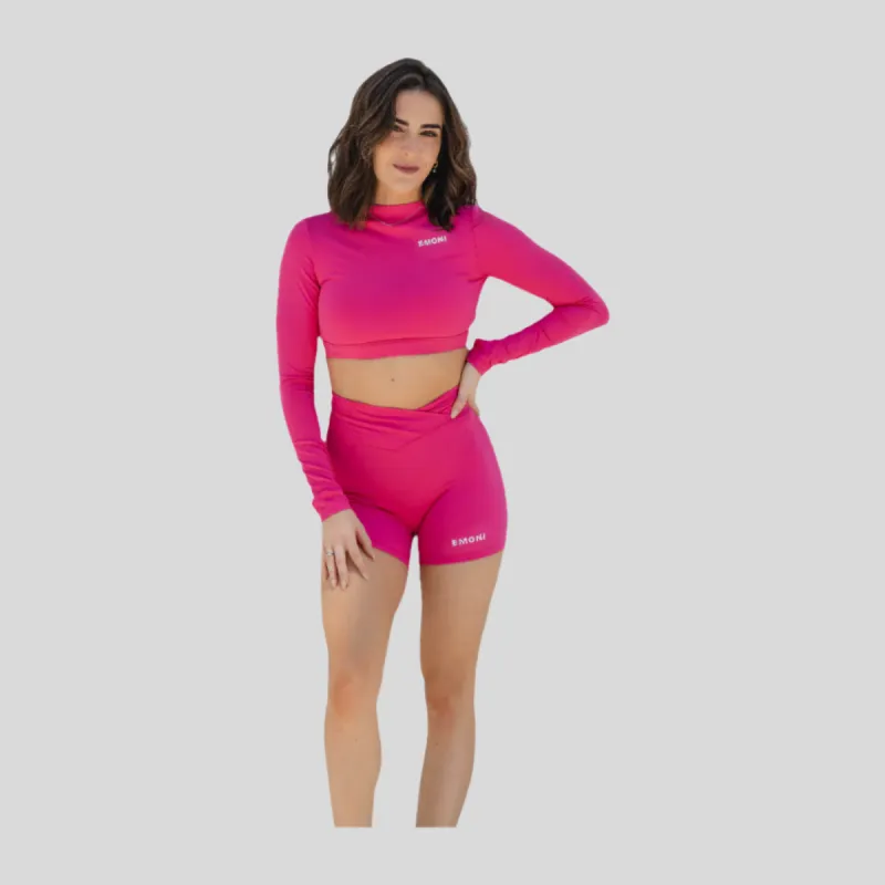 Momentum Cross Over Shorts- Deep pink sold by Emoni Fit