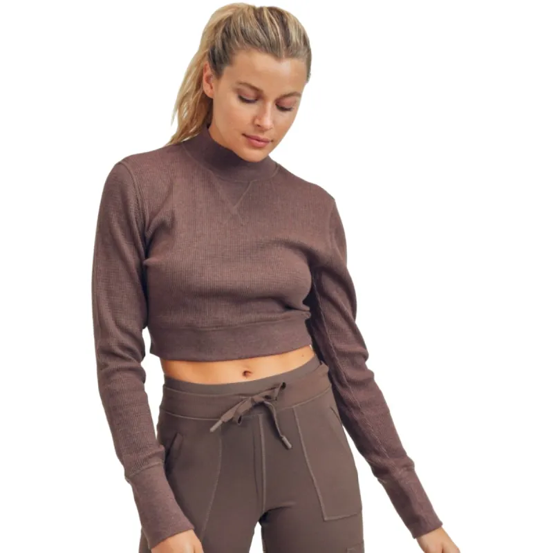 Ribbed Cropped Top- Mocha sold by Emoni Fit