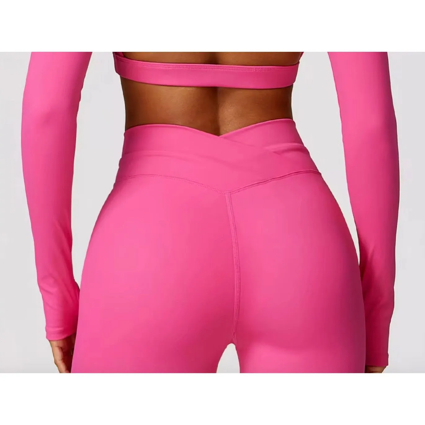 Momentum Cross Over Leggings - Deep pink sold by Emoni Fit product image thumbnail 3