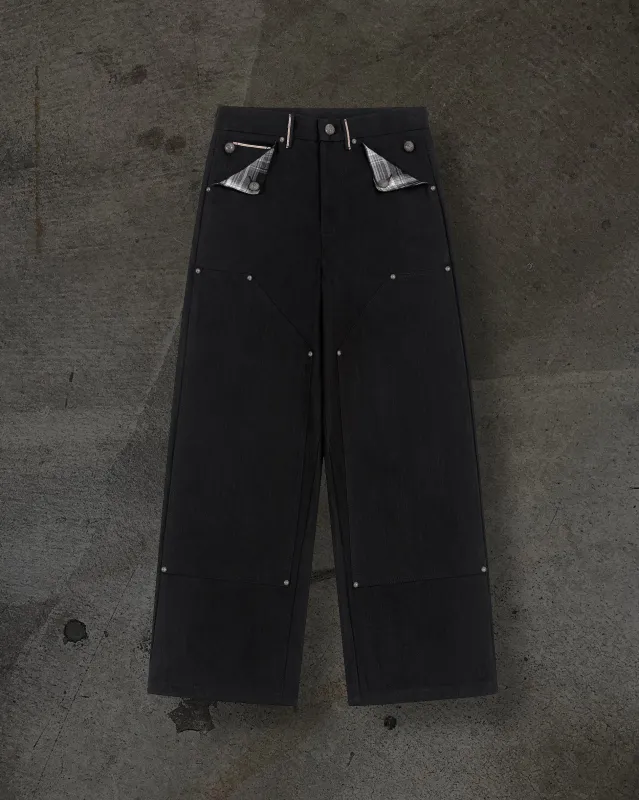 JAPANESE SELVEDGE SLUB DOUBLE KNEES (JET BLACK) sold by Ditch