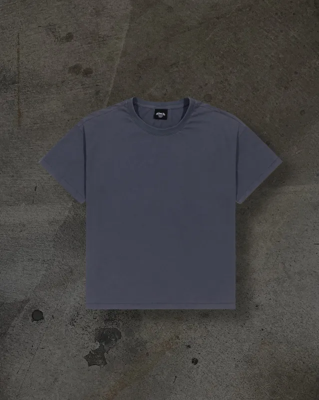 CROPPED BLANK TEE (RAIN) made by Ditch