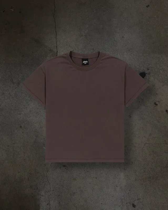 CROPPED BLANK TEE (MOCHA) made by Ditch
