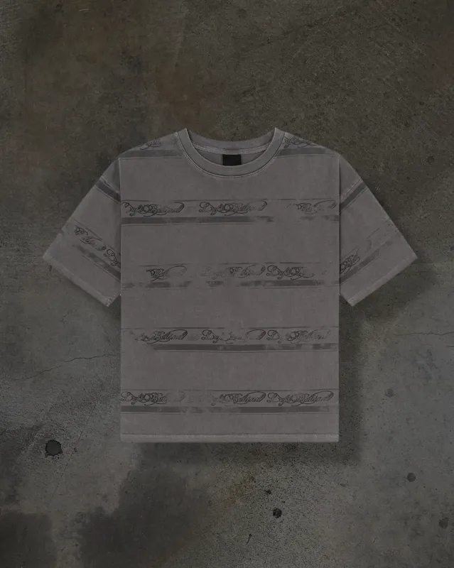 DISTRESSED STRIPE TEE (DYED GREY) sold by Ditch