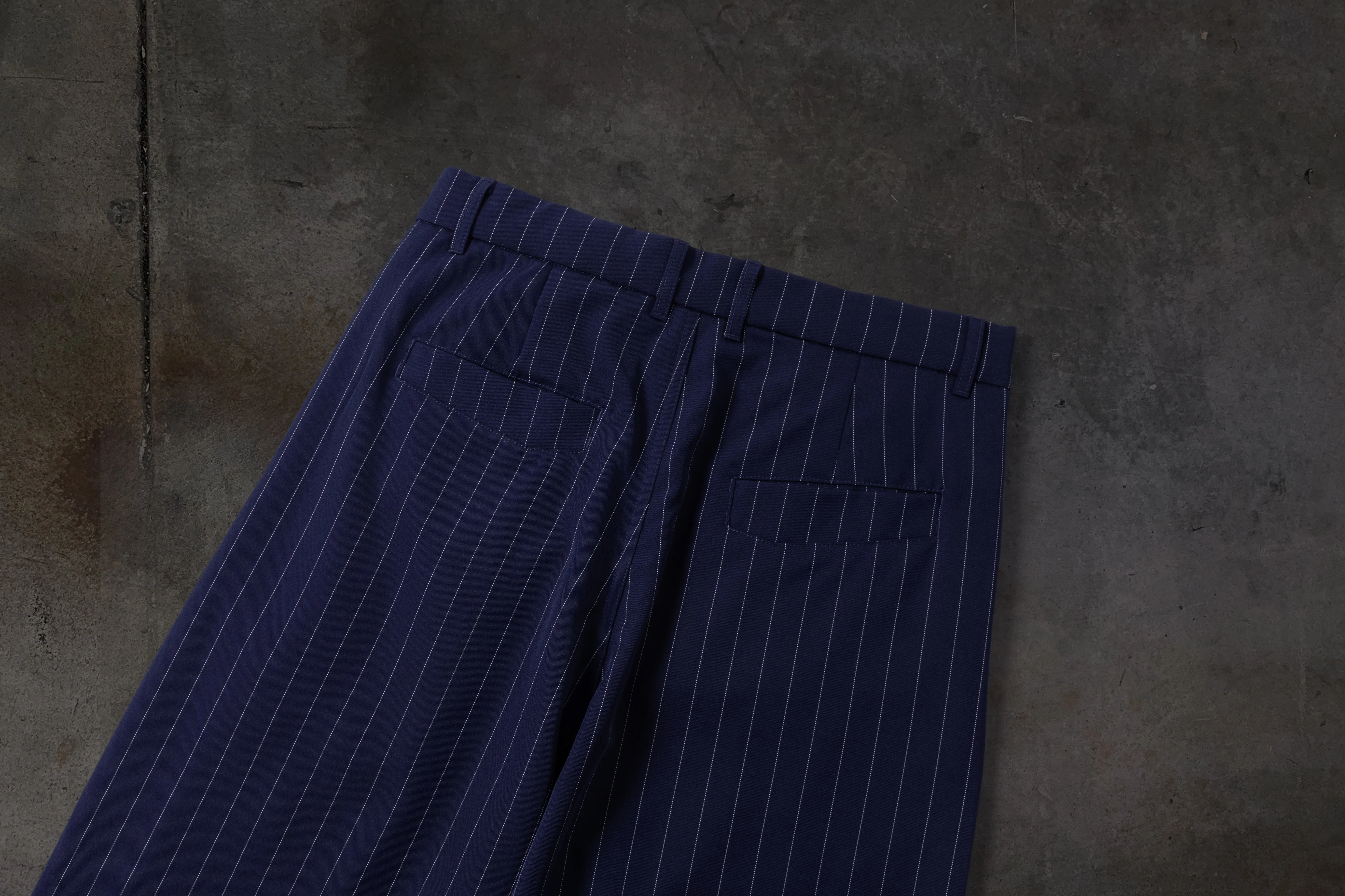 WIDE-LEG DRESS PANTS (PINSTRIPED NAVY/WHT) sold by Ditch product image thumbnail 5