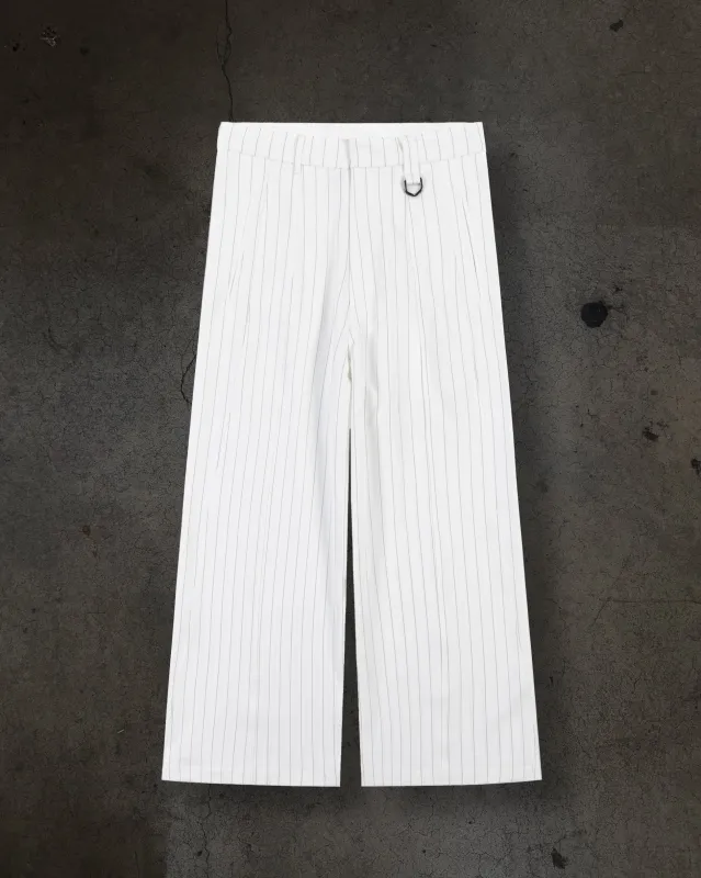 WIDE-LEG DRESS PANTS (PINSTRIPED WHT/BLK) sold by Ditch