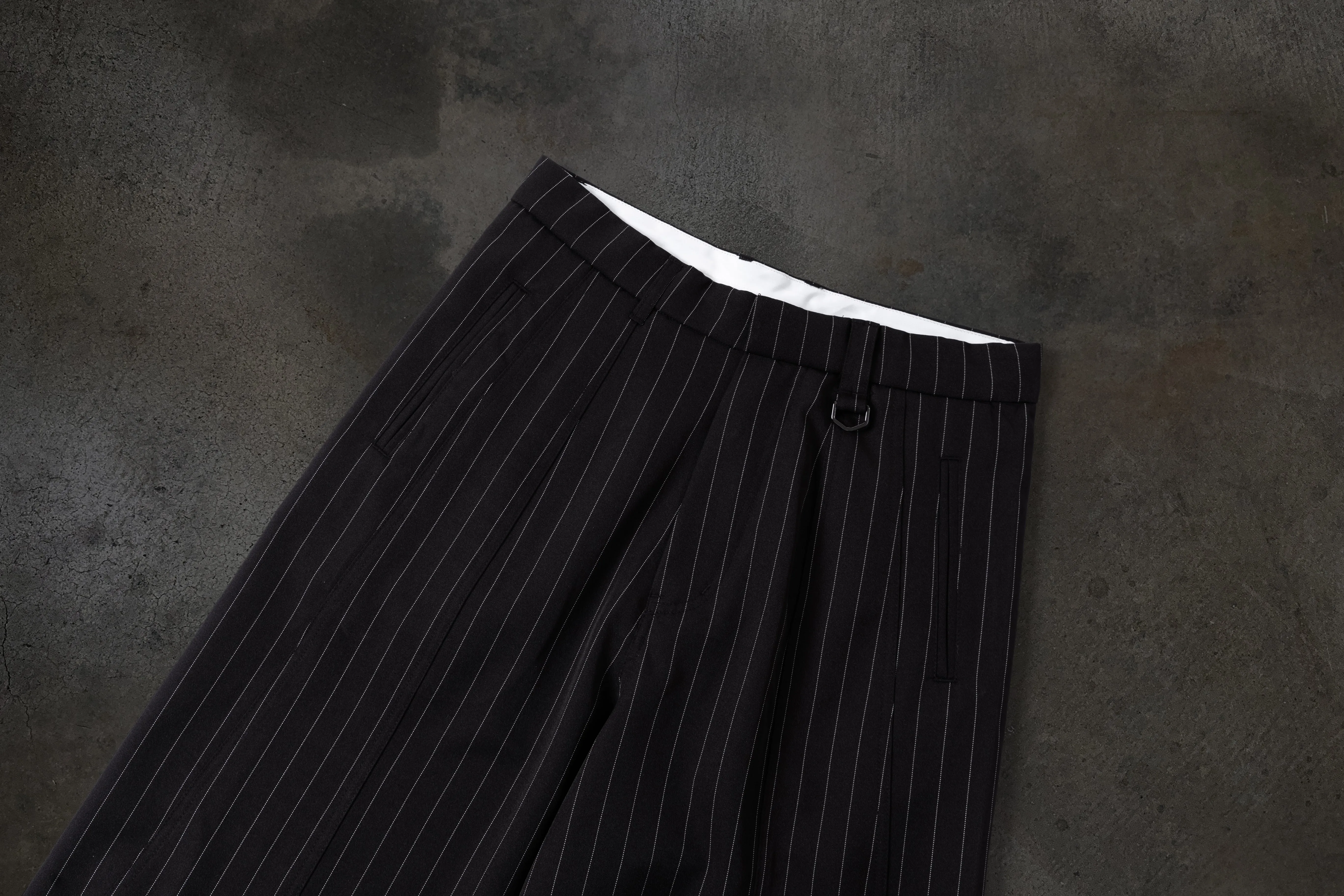 WIDE-LEG DRESS PANTS (PINSTRIPED BLK/WHT) sold by Ditch product image thumbnail 3