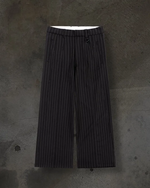 WIDE-LEG DRESS PANTS (PINSTRIPED BLK/WHT) sold by Ditch