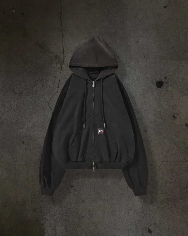 DOUBLE LAYERED CANVAS HOODIE (NOIR) made by Ditch