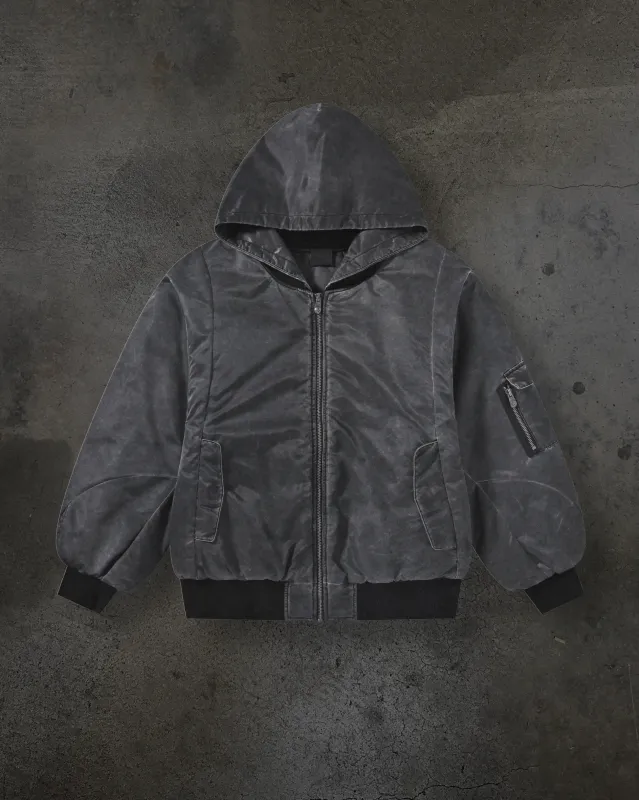DYED NYLON BOMBER (COAL) made by Ditch