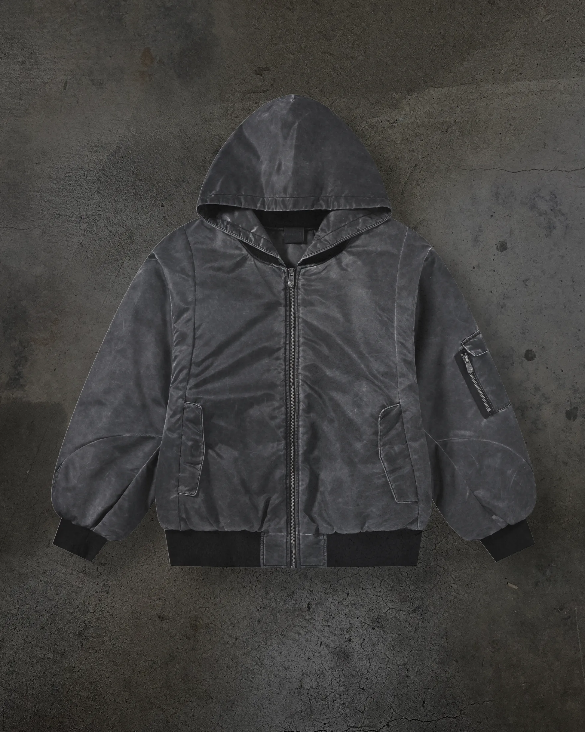 DYED NYLON BOMBER (COAL) sold by Ditch