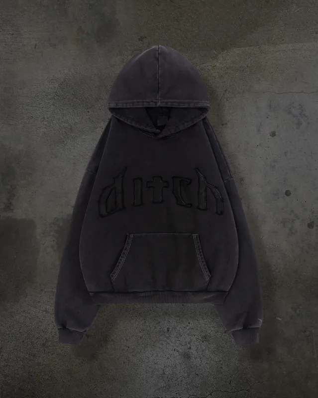 LEATHER PATCH PULLOVER (COAL) made by Ditch