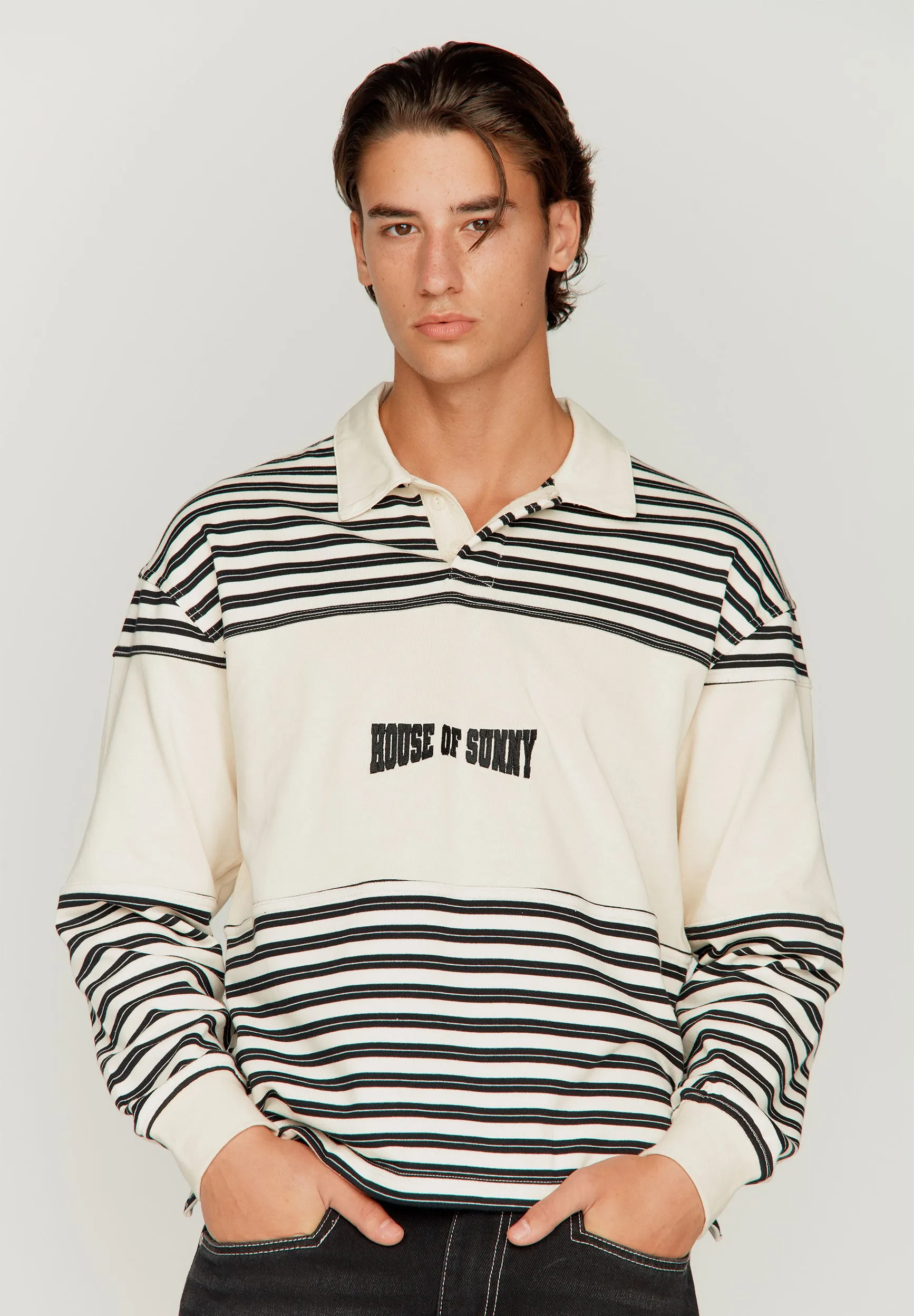STRIPE POWER LOGO BUTTON UP sold by House of Sunny product image thumbnail 3