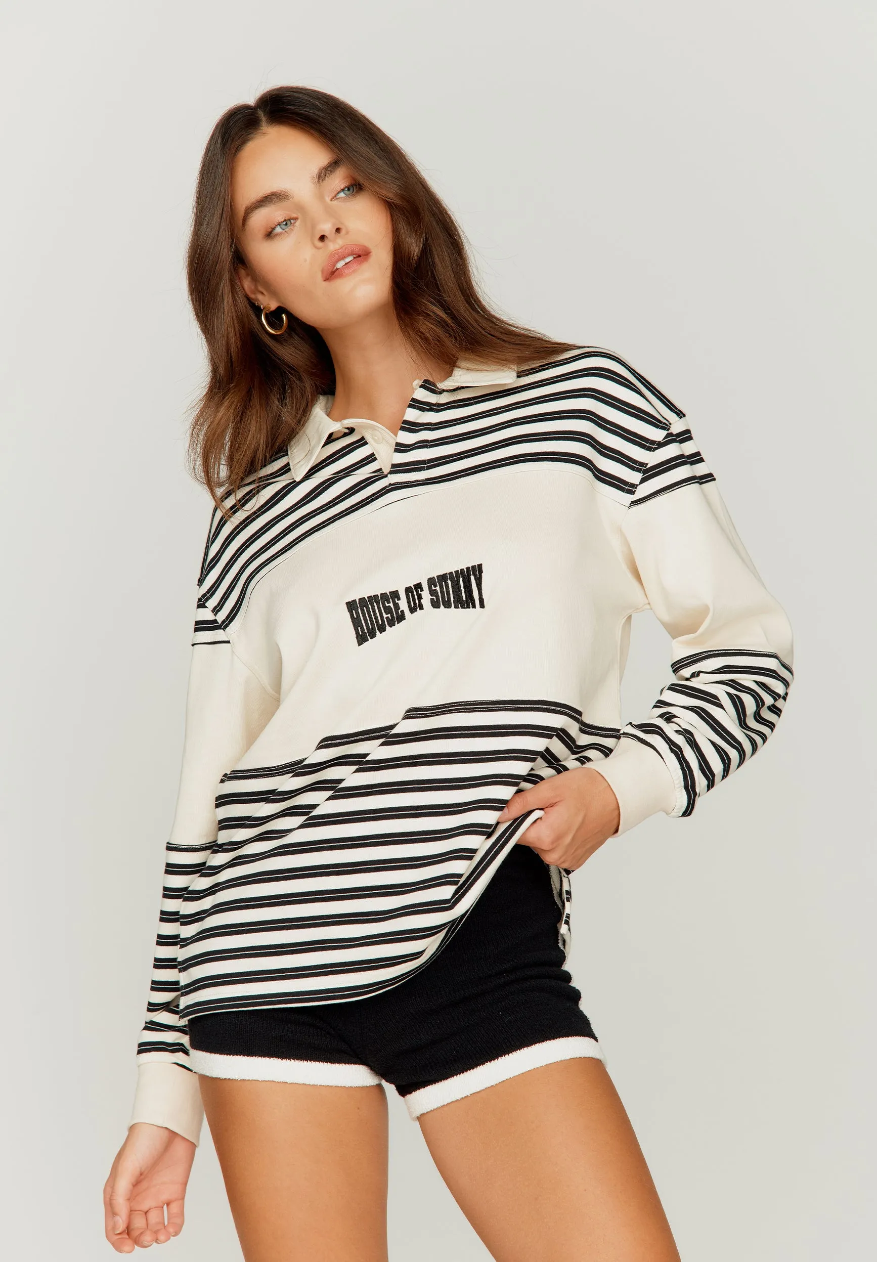 STRIPE POWER LOGO BUTTON UP sold by House of Sunny product image thumbnail 2