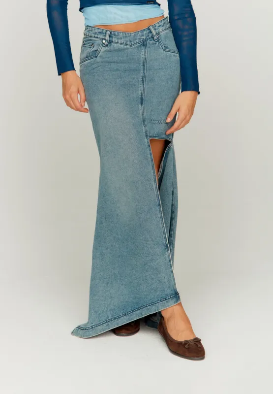 THE CASCADE DENIM SKIRT sold by House of Sunny