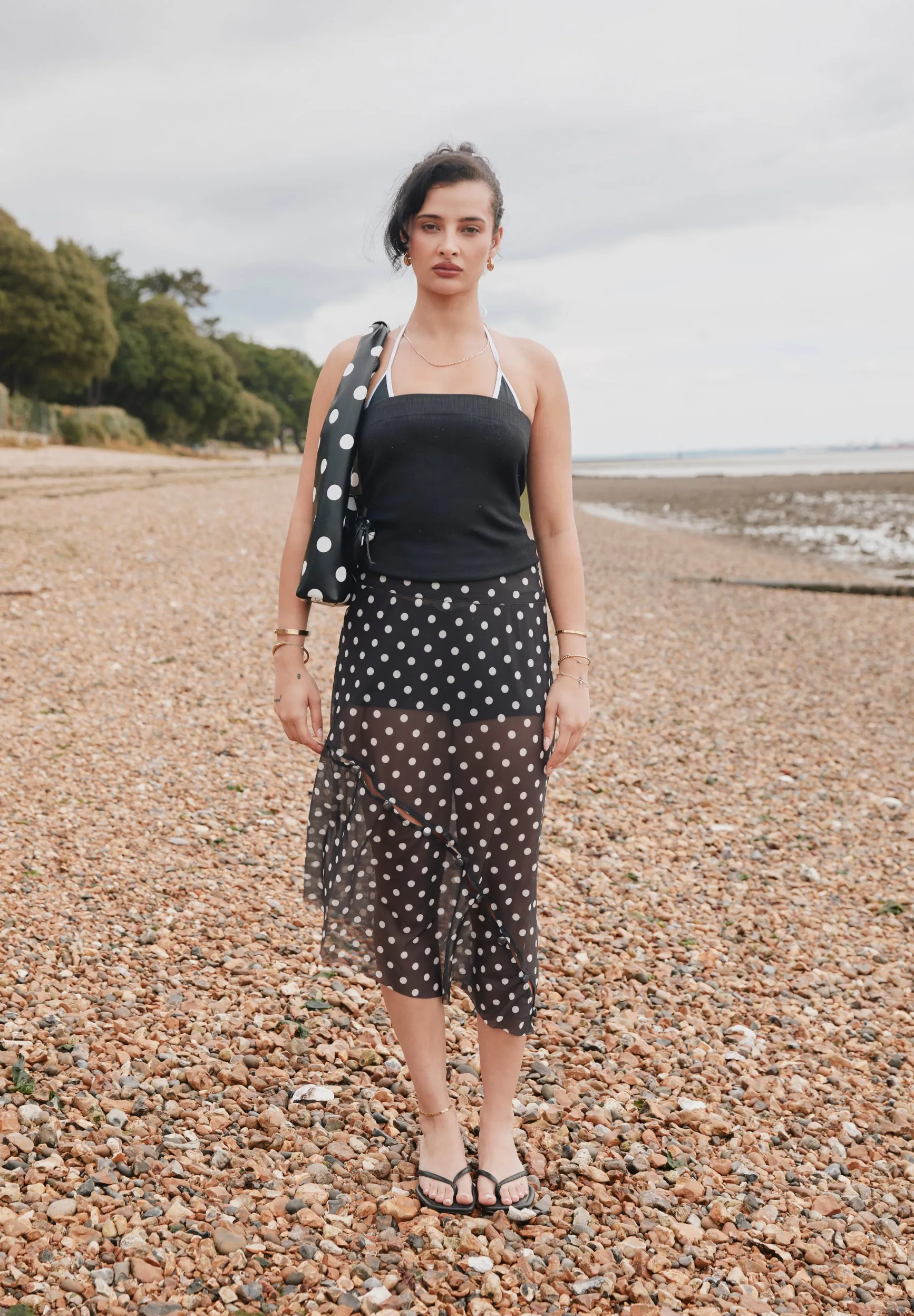 POLKA DOT MESH PRINTED SKIRT sold by House of Sunny