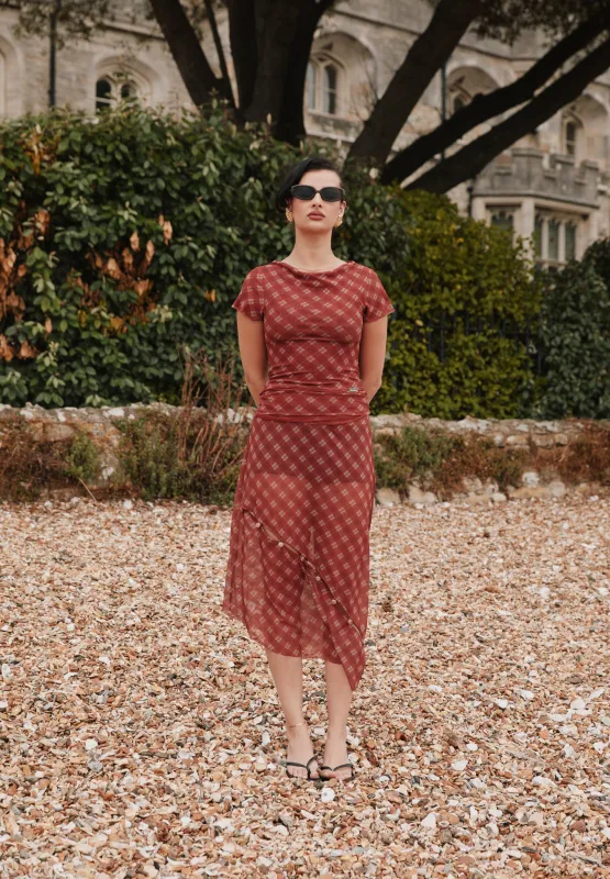 RETRO CHECK MESH SKIRT sold by House of Sunny
