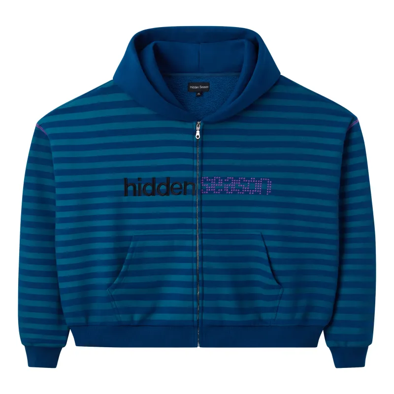 Blue Striped Zip up Hoodie made by Hidden Season