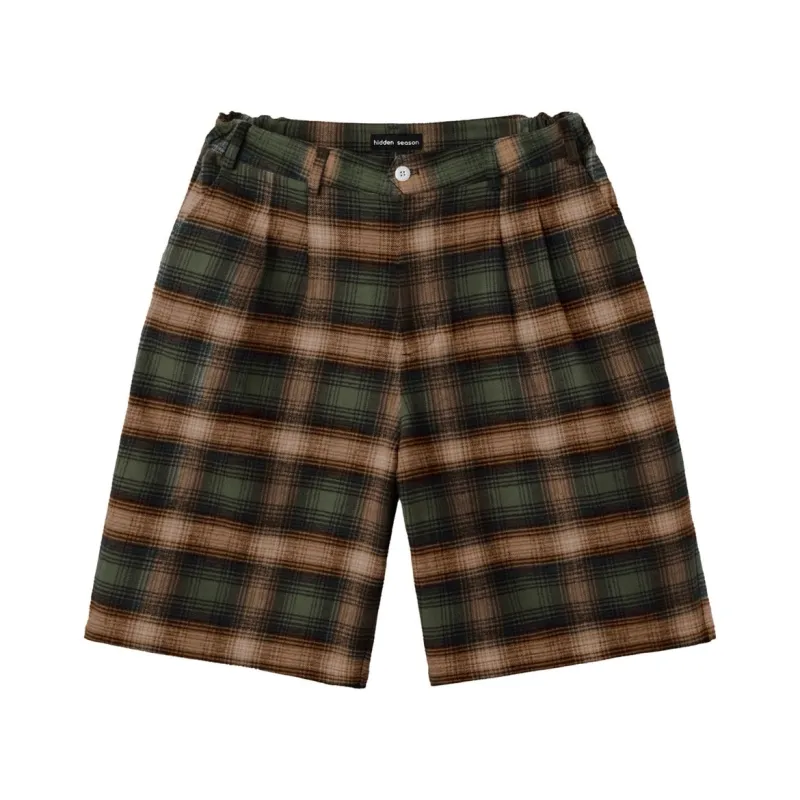 Green Plaid Pleated Shorts made by Hidden Season