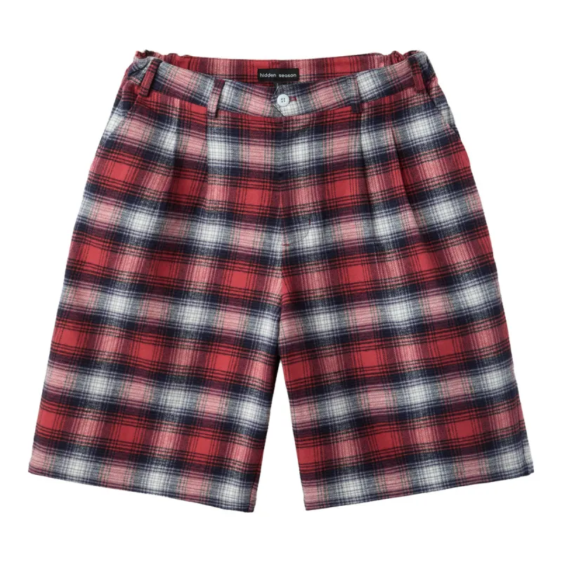 Pleated Plaid Shorts made by Hidden Season