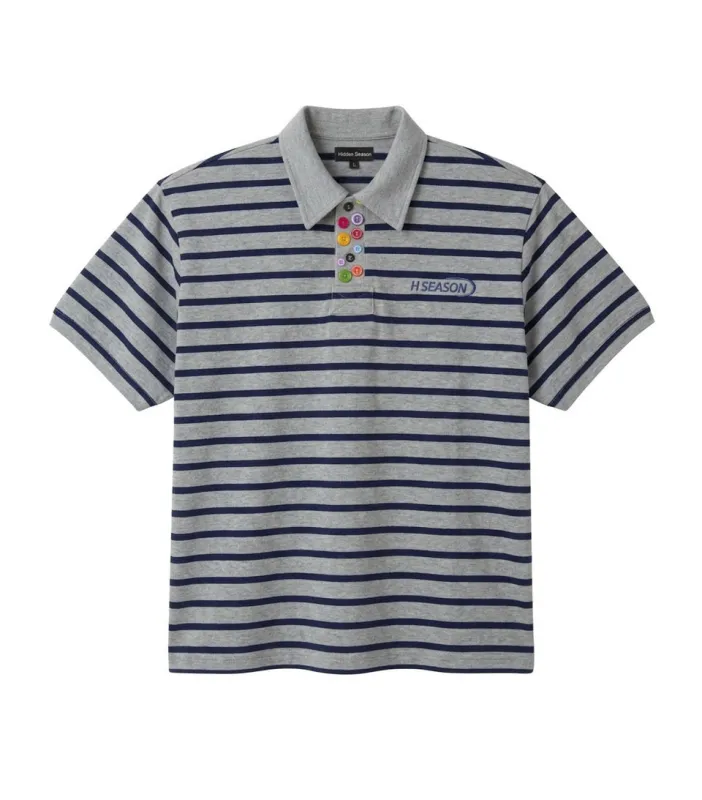Grey Multi button Polo made by Hidden Season
