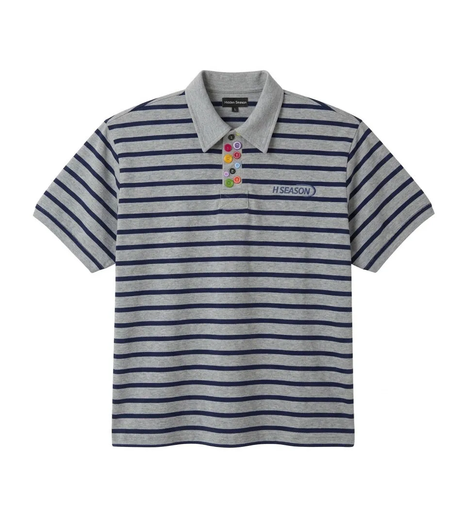 Grey Multi button Polo sold by Hidden Season