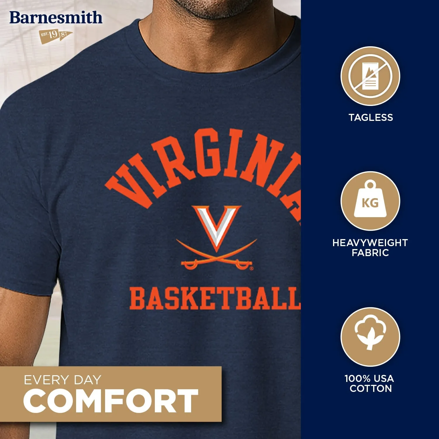 University of Virginia Basketball T-Shirt (Navy) sold by Barnesmith product image thumbnail 3