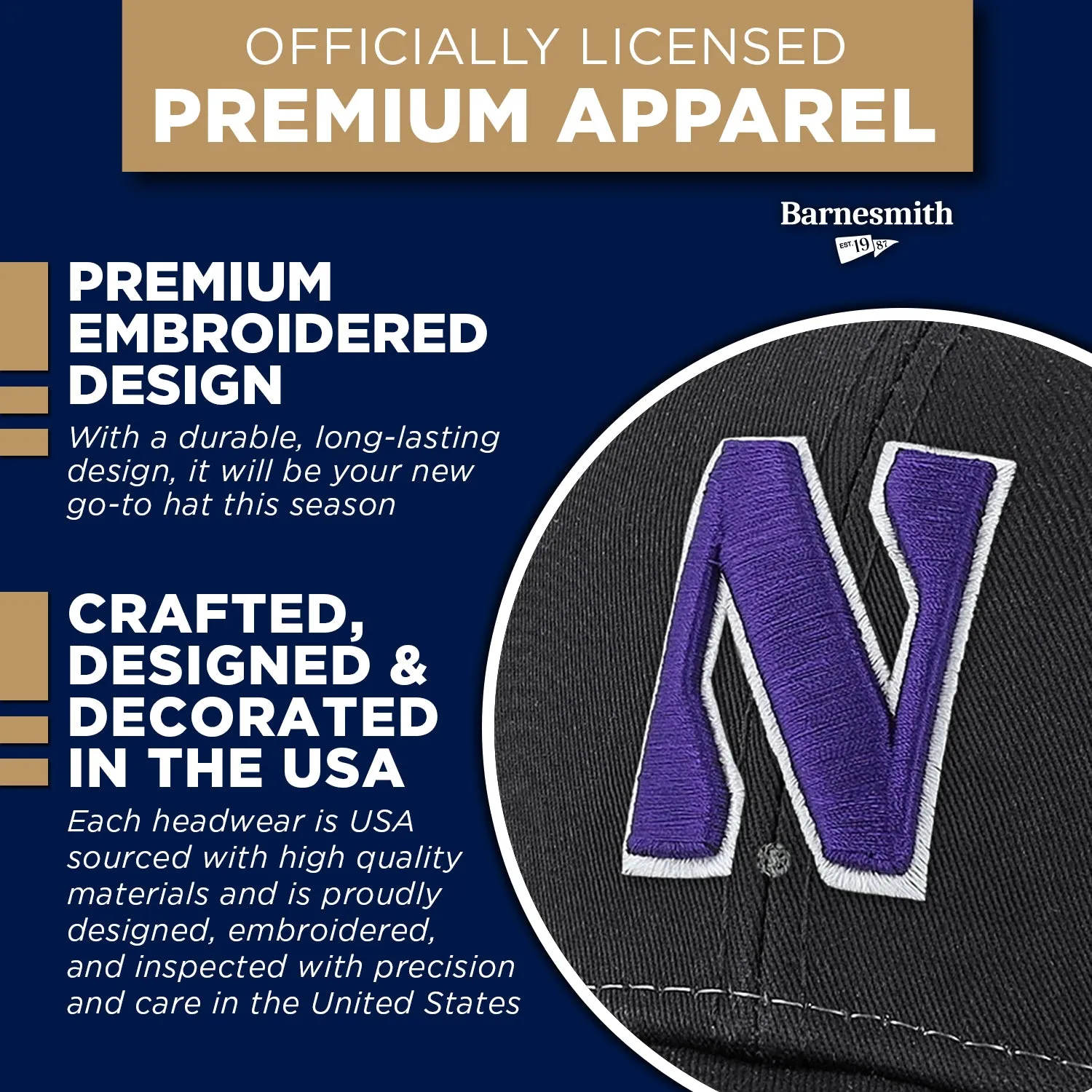 Northwestern University Sideline Trucker Hat One-Size (Dark Grey/White) sold by Barnesmith product image thumbnail 4