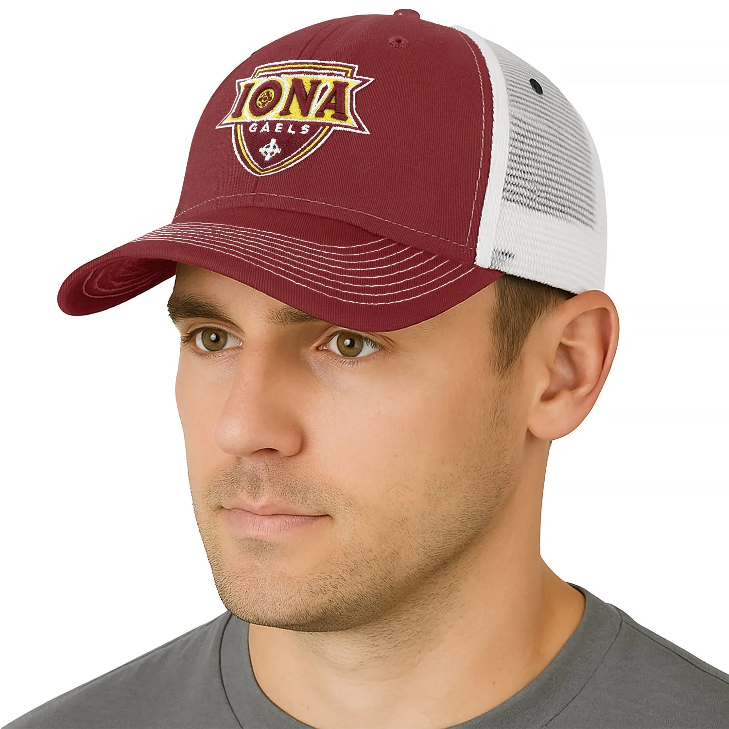 Iona University Sideline Trucker Hat One-Size (Burnt Henna/White) sold by Barnesmith product image thumbnail 2