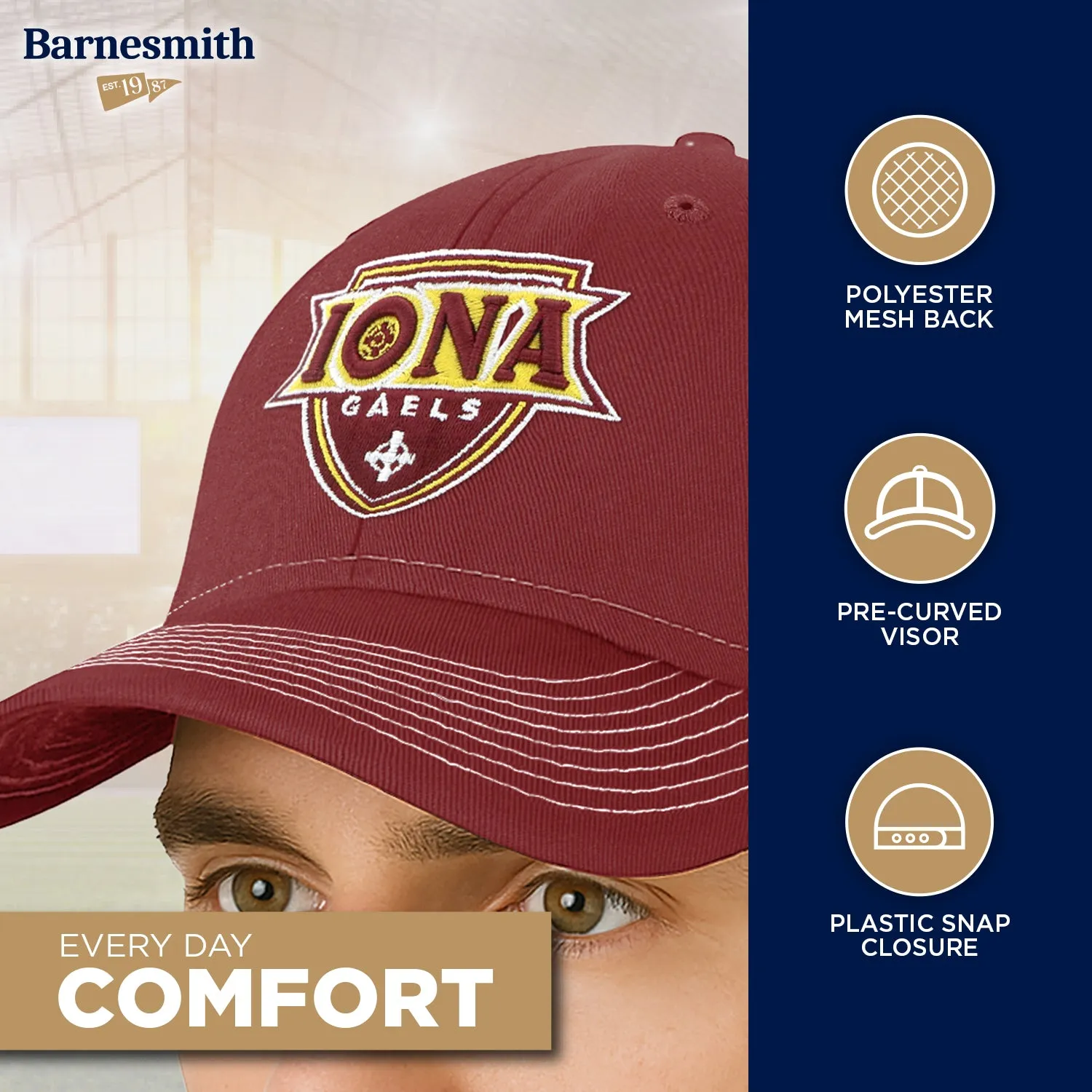 Iona University Sideline Trucker Hat One-Size (Burnt Henna/White) sold by Barnesmith product image thumbnail 3