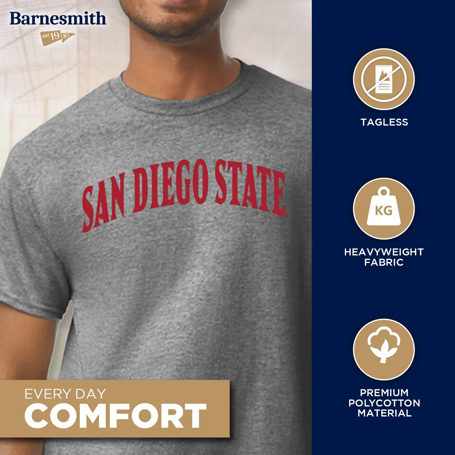 San Diego State University Classic T-Shirt (Charcoal) sold by Barnesmith product image thumbnail 3
