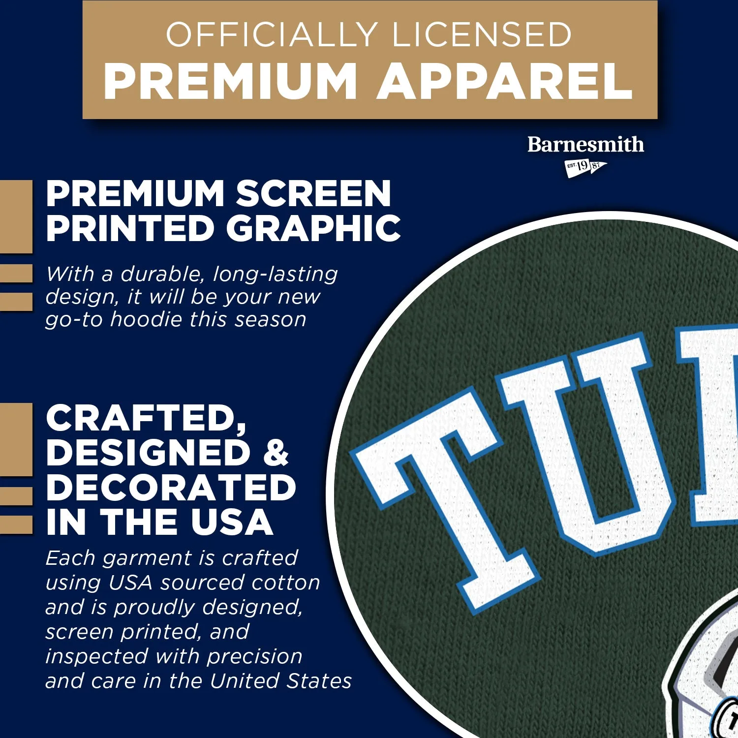 Tulane University Football Hooded Sweatshirt (Hunter Green) sold by Barnesmith product image thumbnail 4