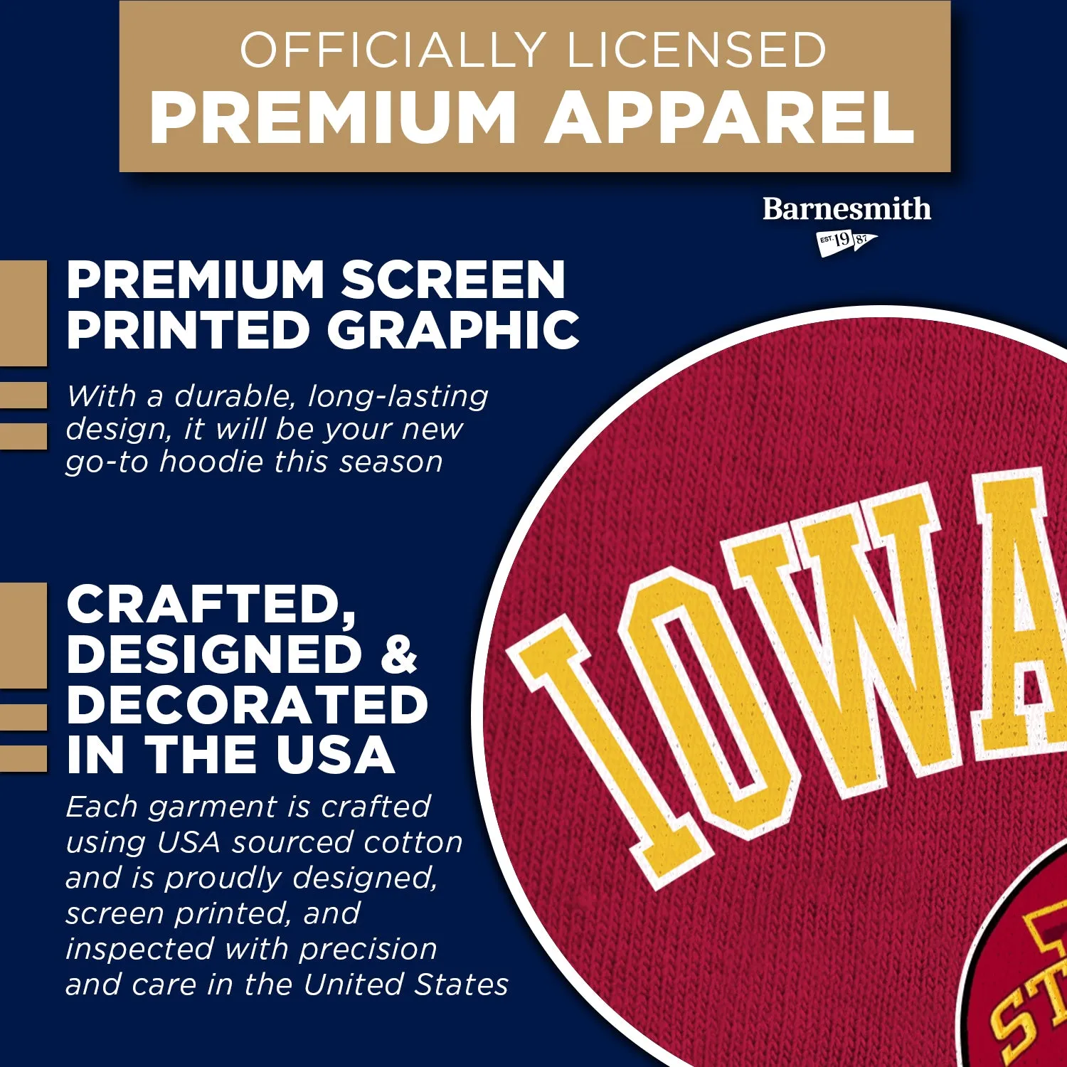 Iowa State University Football Hooded Sweatshirt (Cardinal) sold by Barnesmith product image thumbnail 4