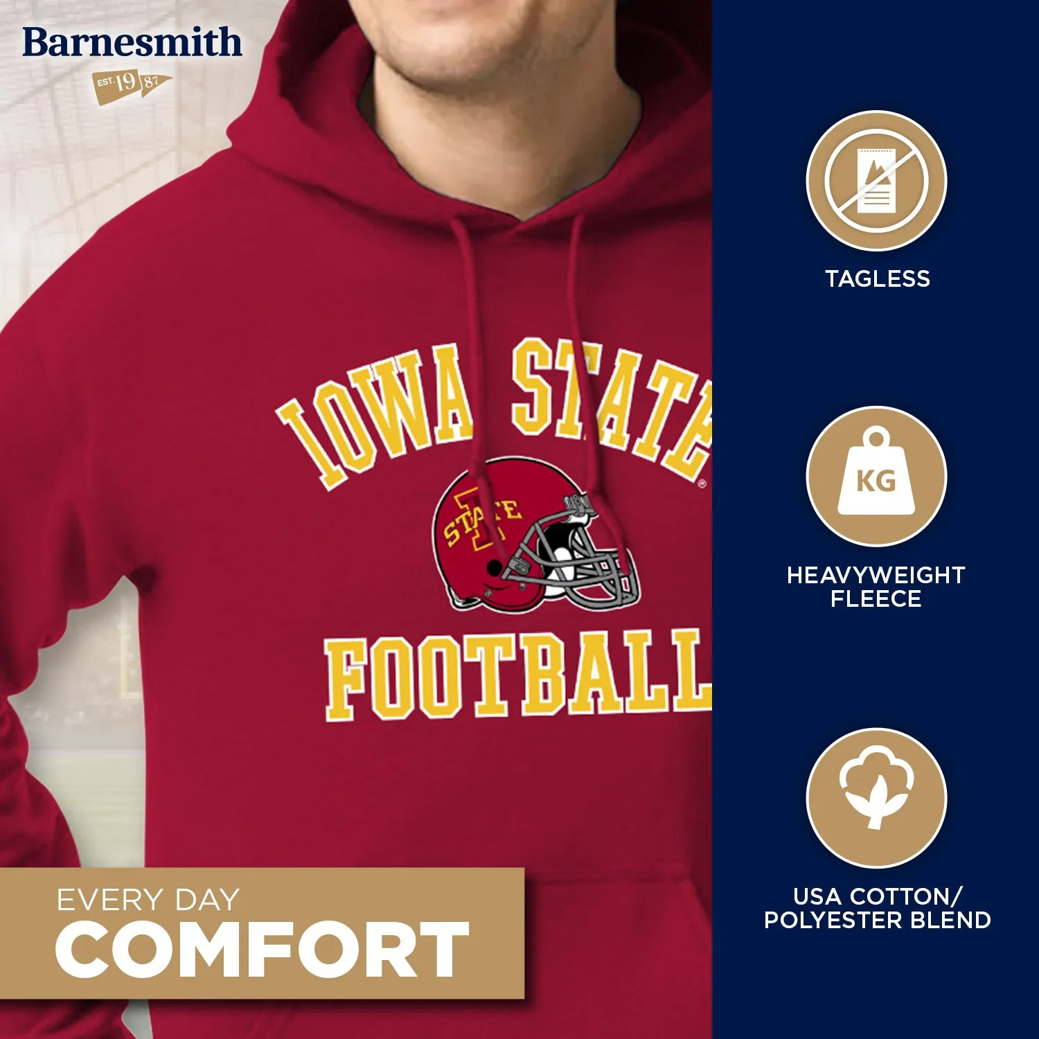 Iowa State University Football Hooded Sweatshirt (Cardinal) sold by Barnesmith product image thumbnail 3