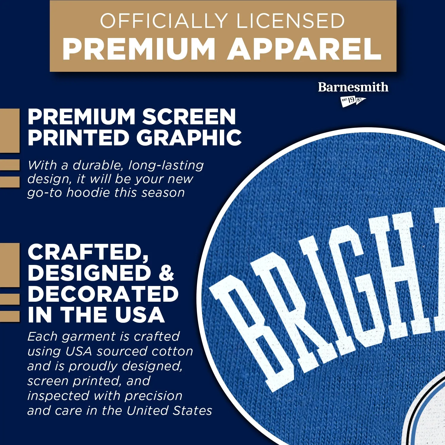 Brigham Young University Football Hooded Sweatshirt (Navy) sold by Barnesmith product image thumbnail 4