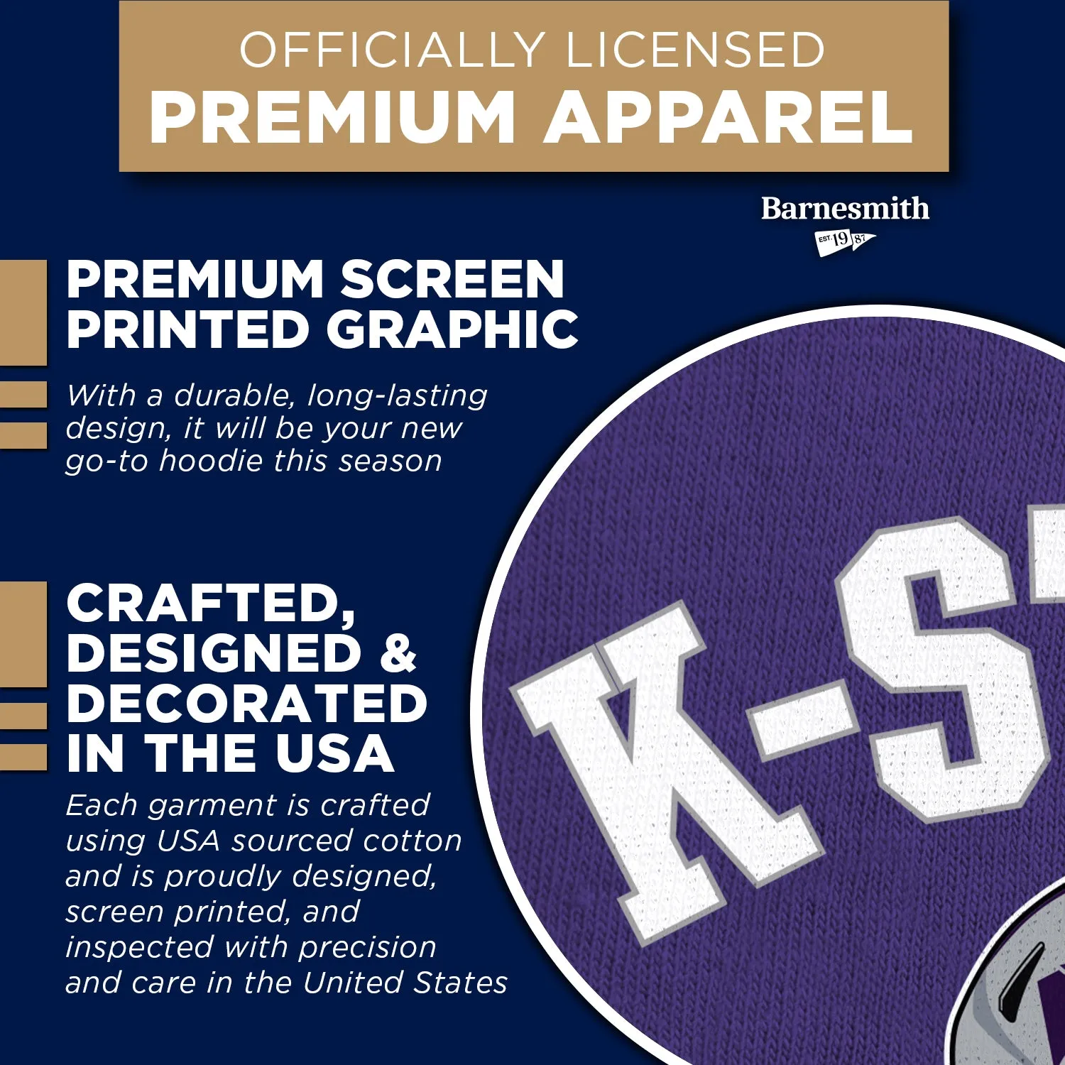 Kansas State University Football Hooded Sweatshirt (Purple) sold by Barnesmith product image thumbnail 4