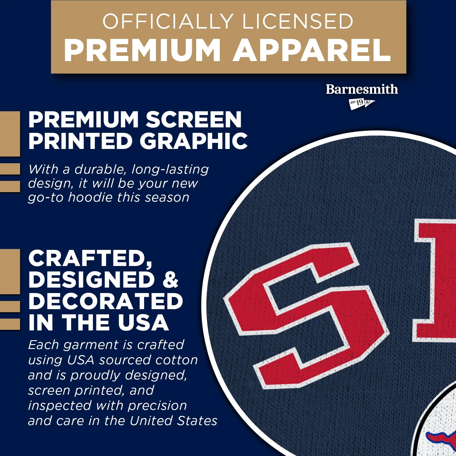 Southern Methodist University SMU Football Hooded Sweatshirt (Navy) sold by Barnesmith product image thumbnail 4