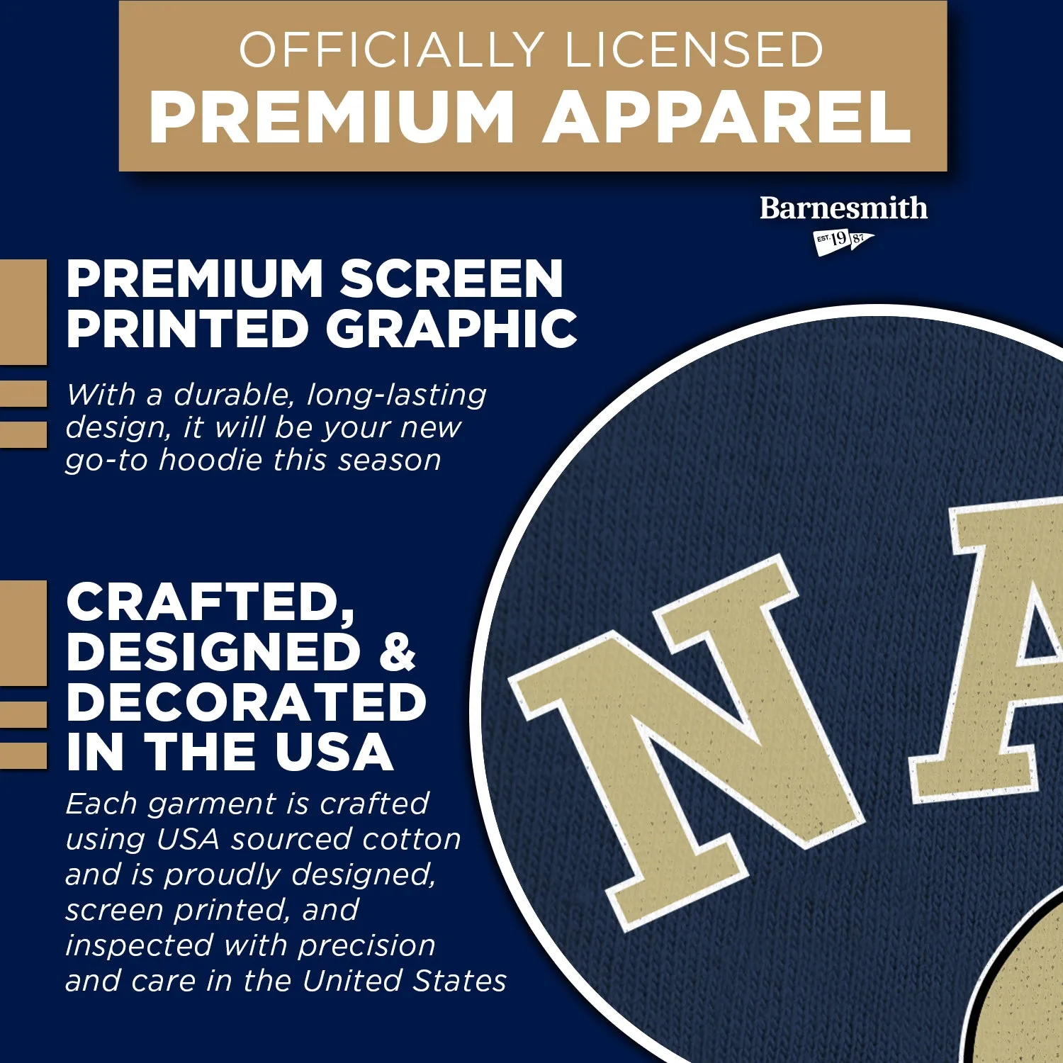 US Naval Academy (Navy) Football Hooded Sweatshirt (Navy) sold by Barnesmith product image thumbnail 4