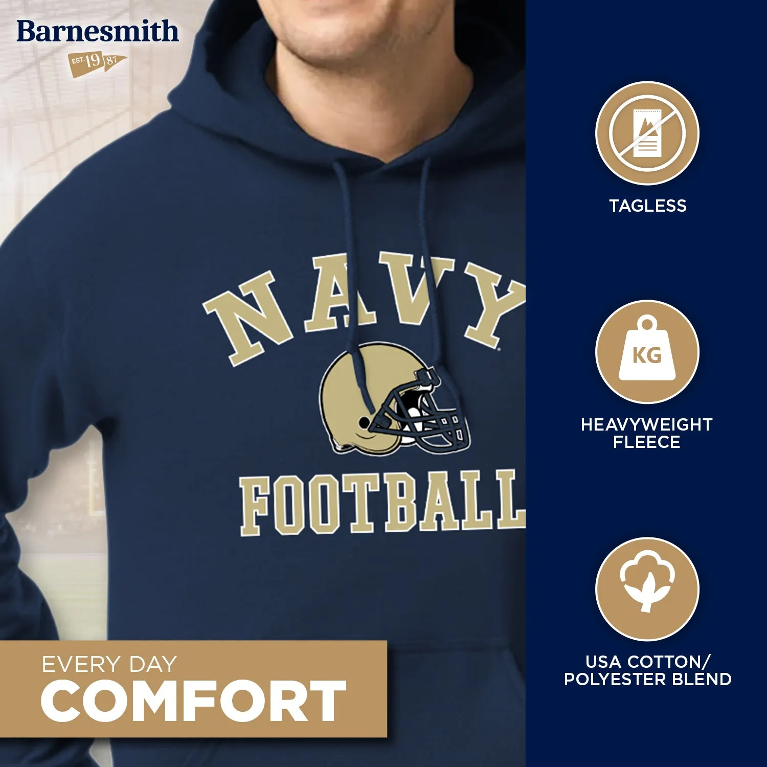 US Naval Academy (Navy) Football Hooded Sweatshirt (Navy) sold by Barnesmith product image thumbnail 3
