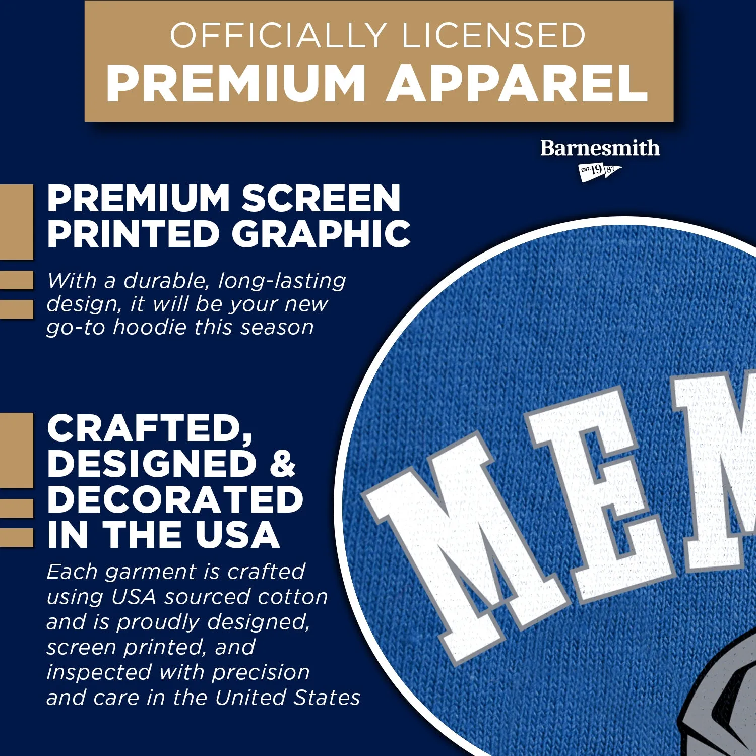 University of Memphis Football Hooded Sweatshirt (Royal Blue) sold by Barnesmith product image thumbnail 4